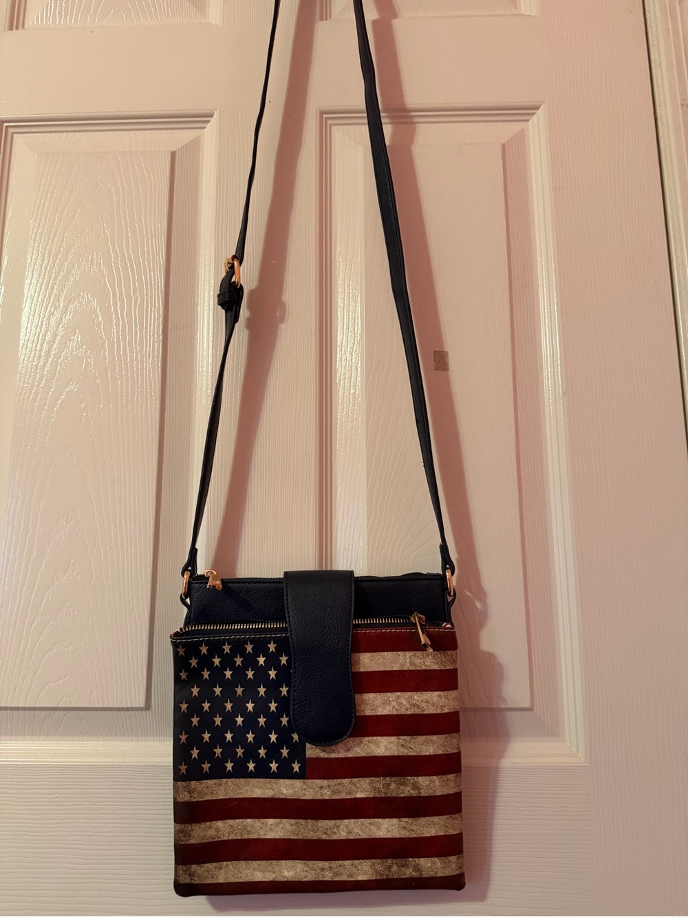 American Flag Crossbody Bag in Navy and Red